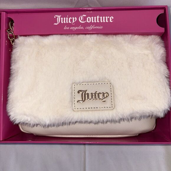 Juicy Couture ANGEL cream Flap crossbody bag Pompom Keychain  Juicy Couture ANGEL cream Flap crossbody bag Pompom Keychain Gift Set NWT